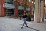 Girl in check trousers, Brindley Place.
