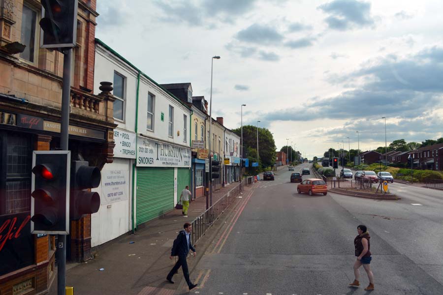 Crossing the road, Aston.