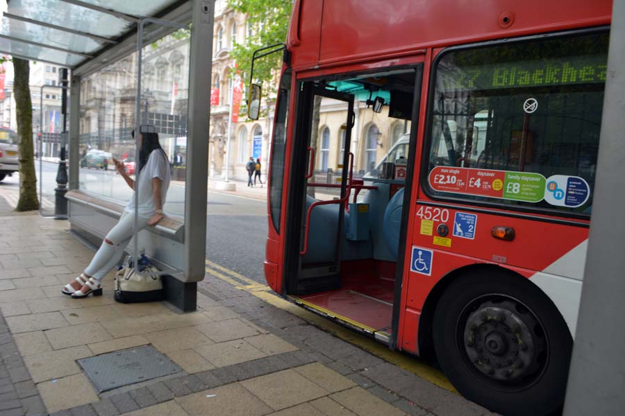 Waiting for the bus, Colmore Row.