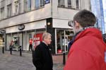 Chugger at work, Birmingham city centre.