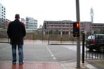 Man crossing, Snow Hill.