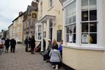 Sir Peter Blake heads to his gig, Laugharne.