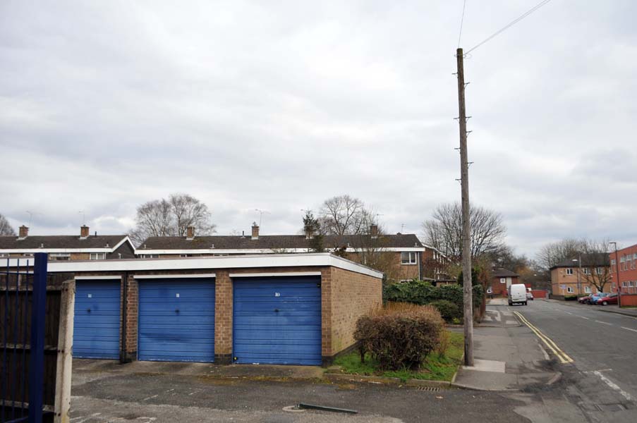 Blue garage doors.