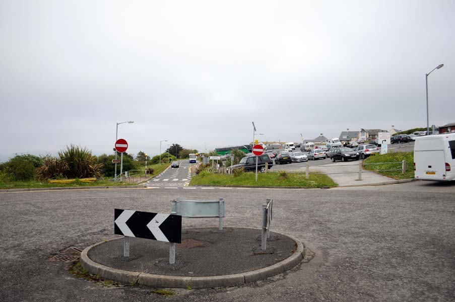 Car park and roundabout.