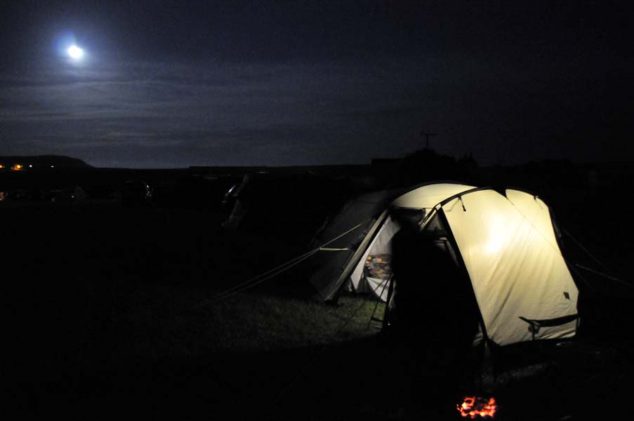 In the night camp.