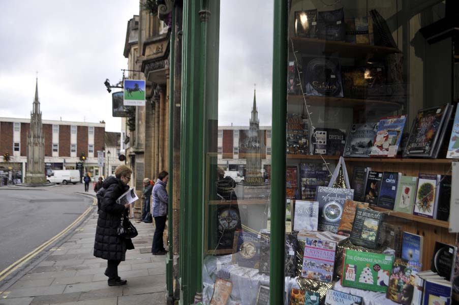 Window shopping, Glastonbury.