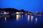 Padstow harbour at night.