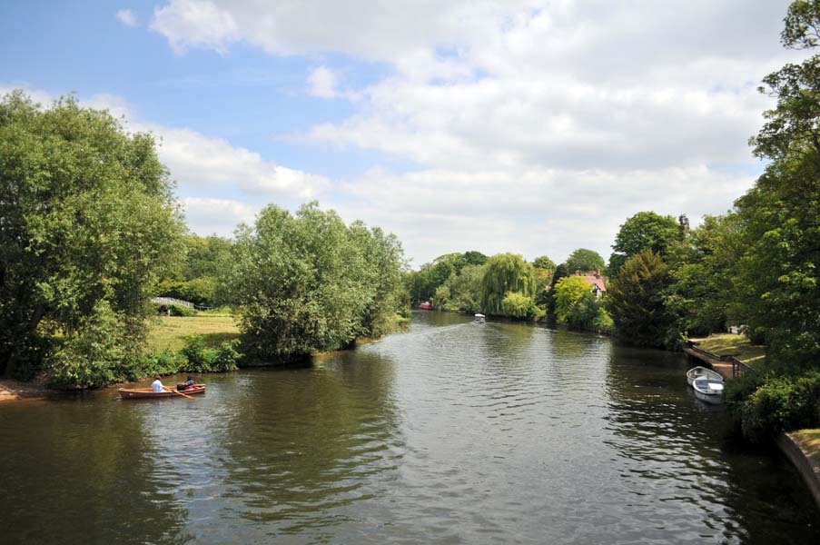 Rowing down the river.