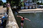 Jumping into the river Avon, Stratford.